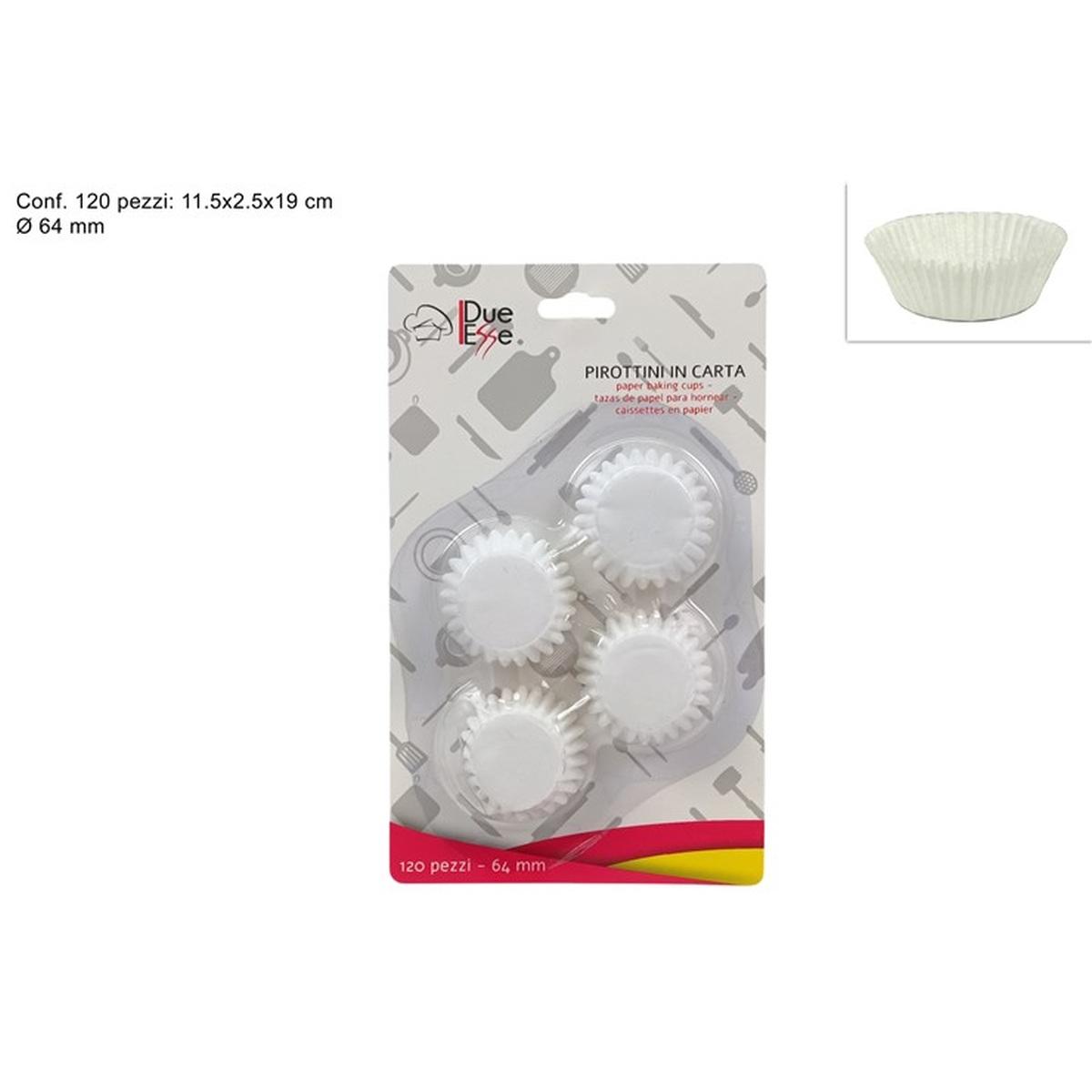 Pirottini Dolci Carta 64mm 120pz Bianchi