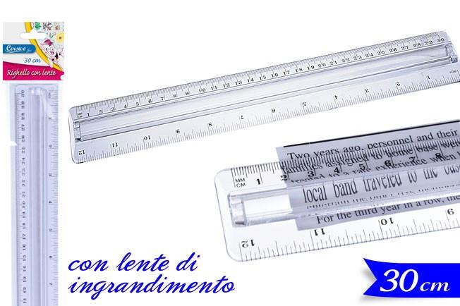 Righello 30 cm c/lente d'ingrandimento
