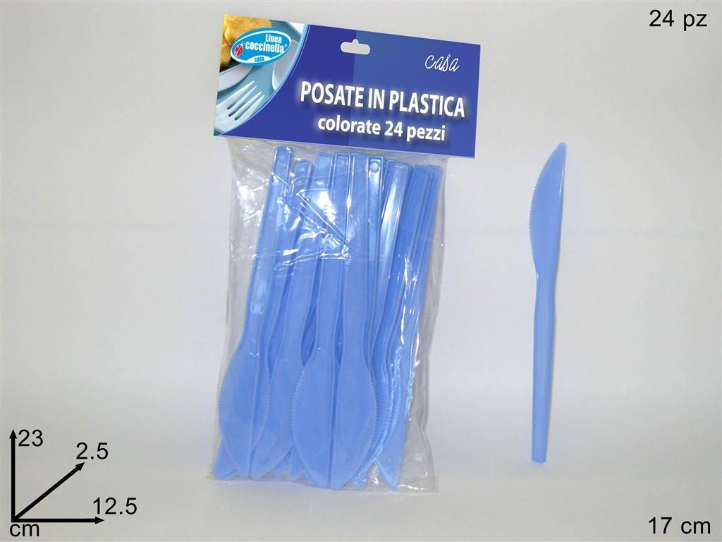 Coltelli plast. 24pz Azzurro