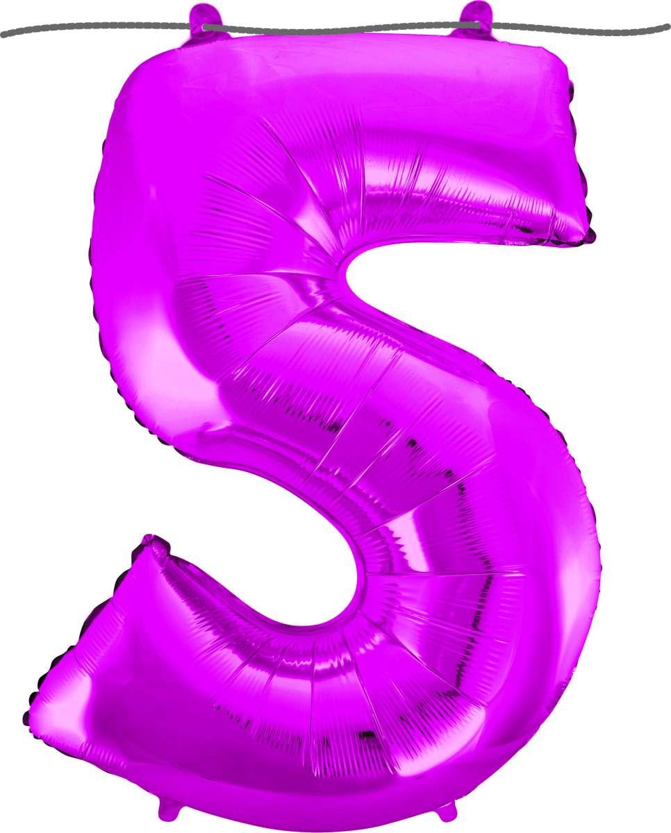 1 Pallone Numerale 5 Fucsia