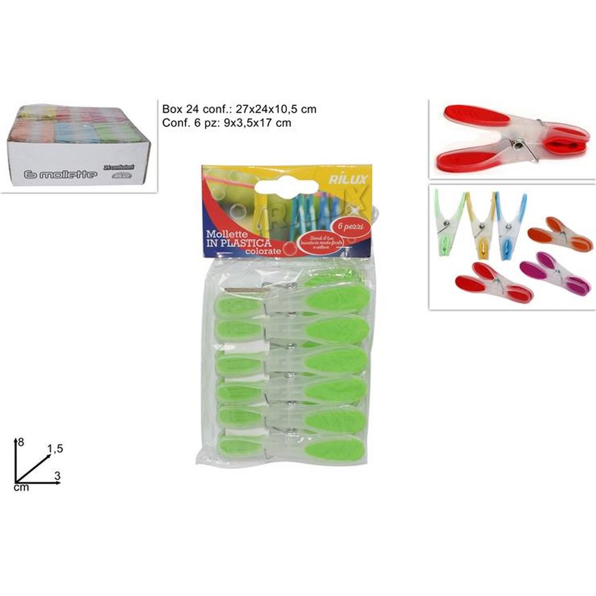Mollette Gomma 6 pz colori