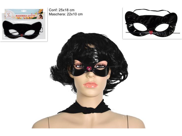 Maschera gatto con baffi nera