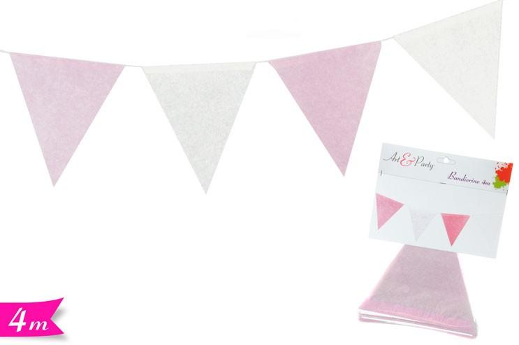 Bandierina 4 mt rosa e bianco