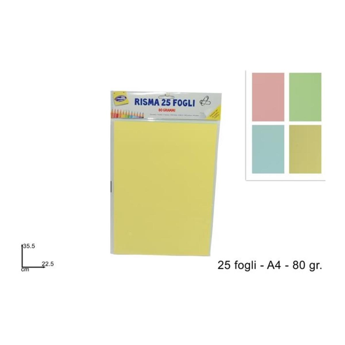 Risma 25 fogli colori tenui 80 gsm