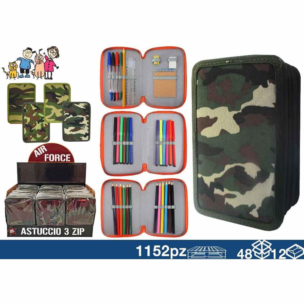 Astuccio 3 Zip  Militare