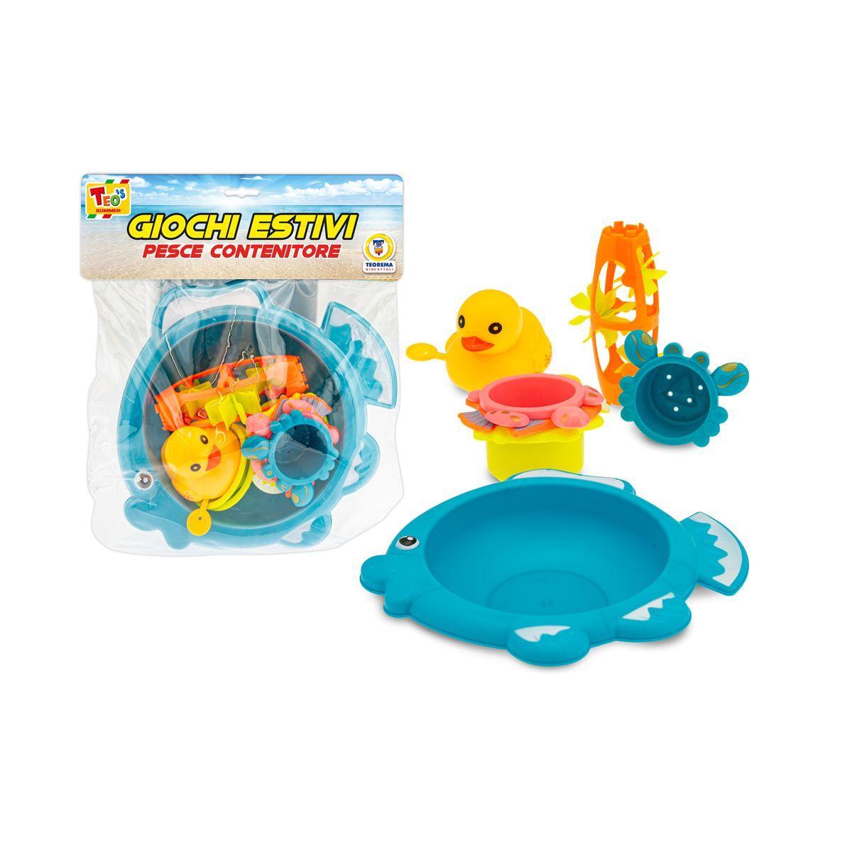 Giochi da Spiaggia C/Pesce e Contenitore 9pz