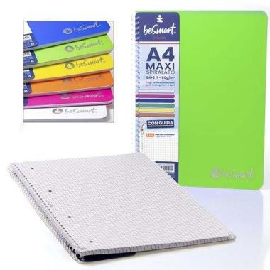 Quaderno Maxi Spiralato 5MM Brillanti PVC 64FF 80Gr