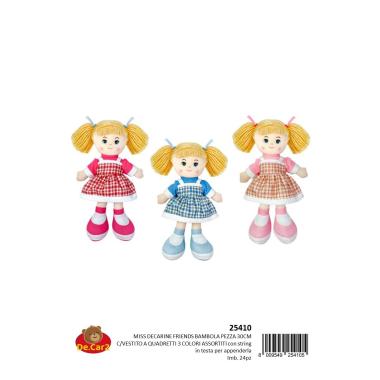 Bambola Di Pezza 30cm Vestito Quadretti