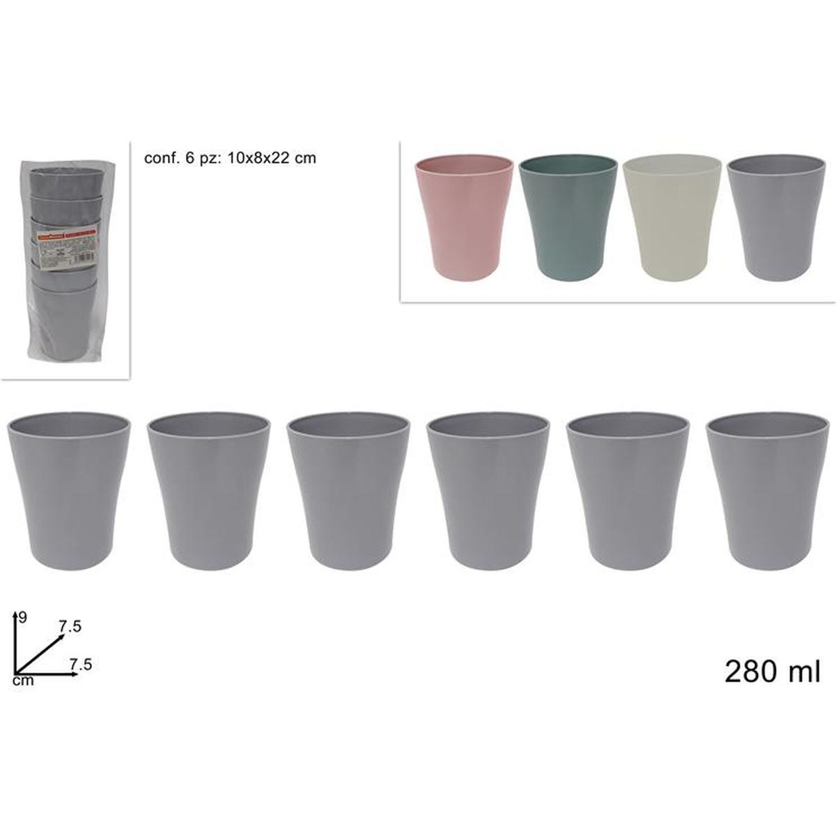 Bicchieri Plastica 280ml 6pz