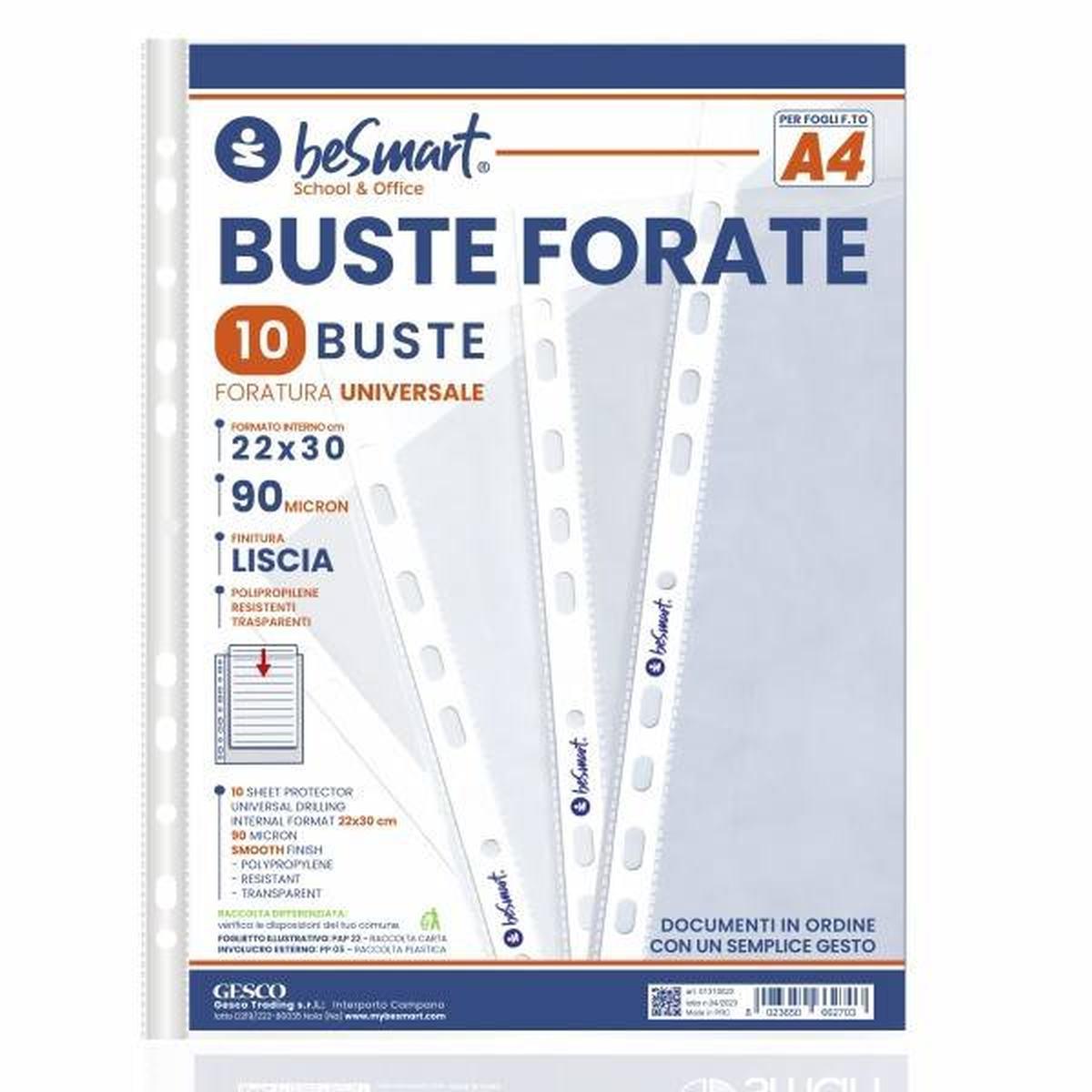 Cf. 10 Buste Forate A4-90 Micron