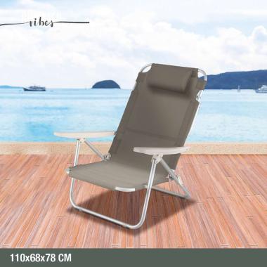 Sedia Sdraio Oxford 600 D Tortora Alluminio 110*68*78