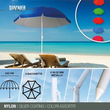 Ombrellone Steel Nylon 140T. Solid Silver Coating D240 28/32