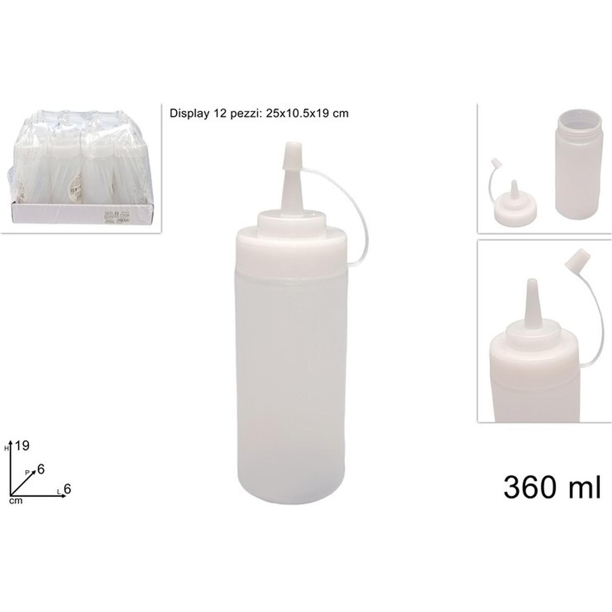 Bottiglia plastica con becco dosatore 360 ml trasparente
