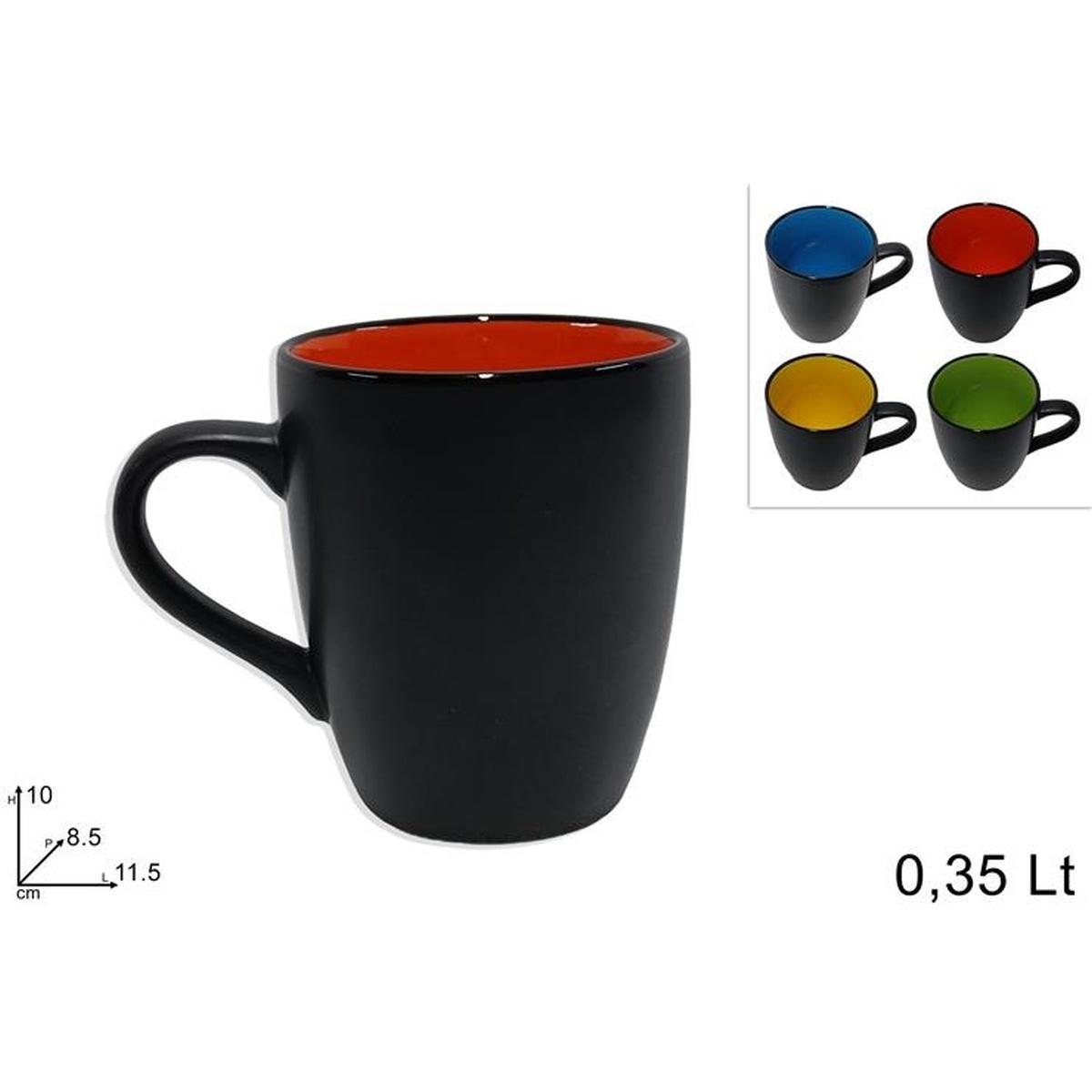 Tazzone mug 350 ml ceramica nero bicolore 4 col.