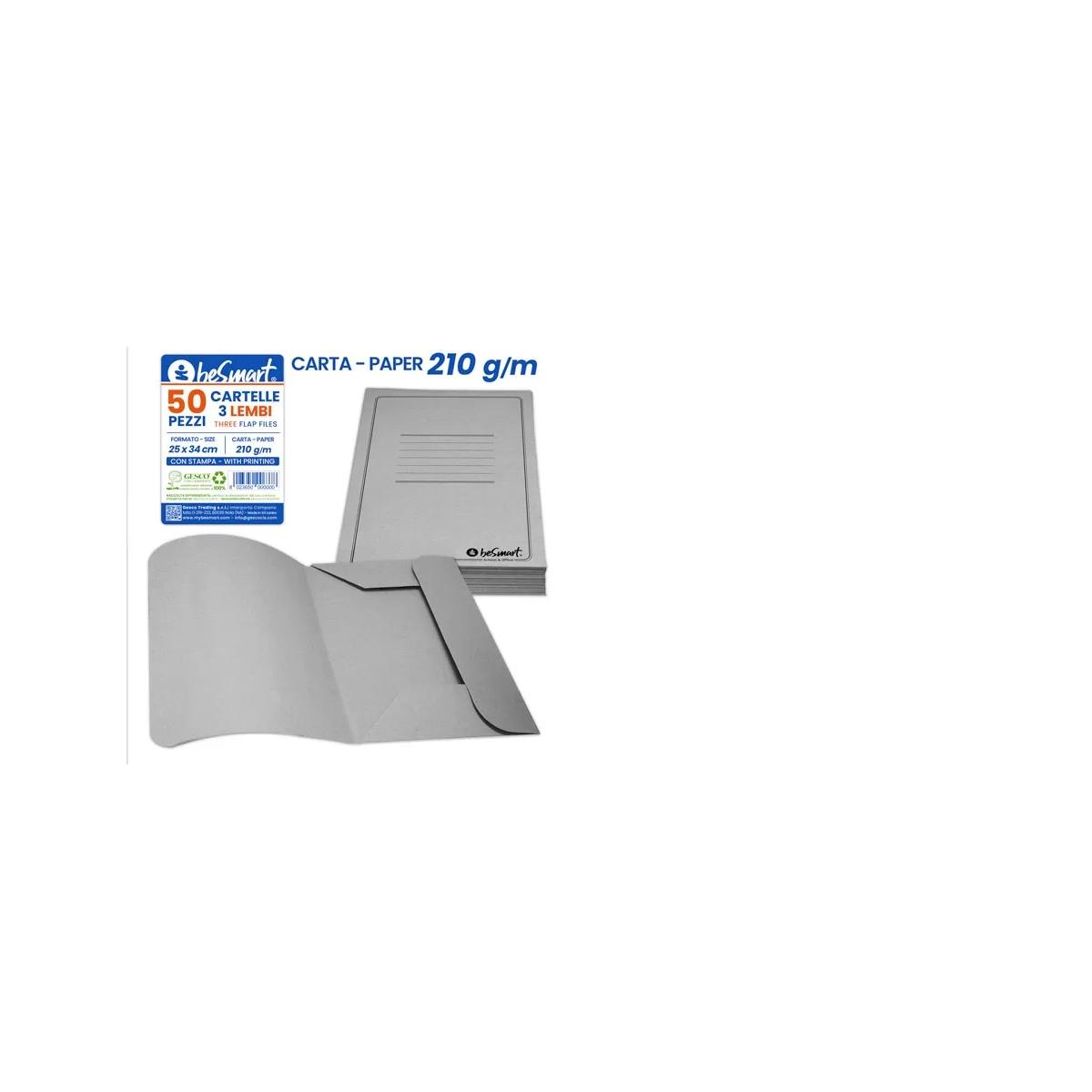 Cartelle 3 Lembi 210 gr. CF. 50 pz Grigio besmart