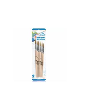 6 Pennelli Legno P.Tonda IN BLISTER N.2-4-6-8-10-12