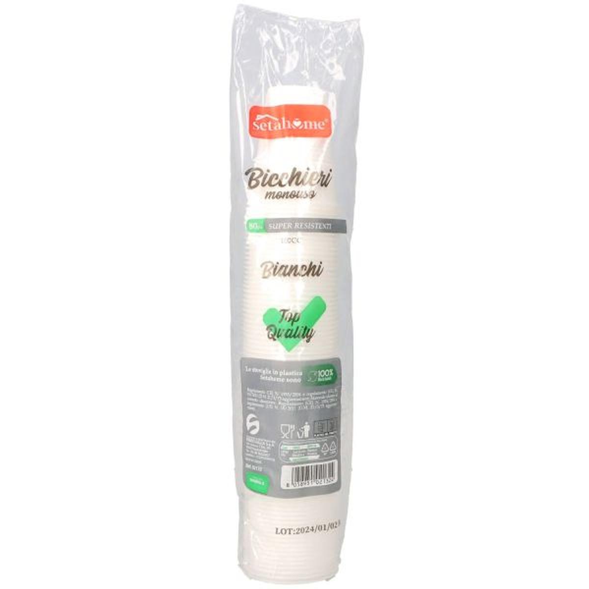 Bicchieri Plastica Monouso bianchi cf 80 pz