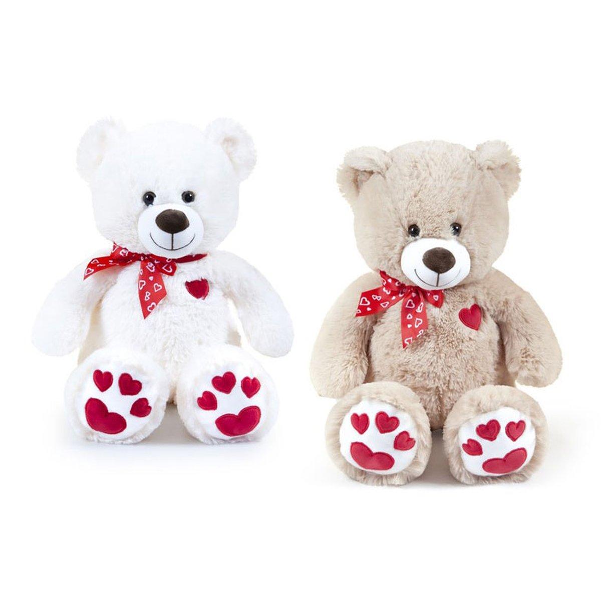 Peluche Orso L60 cm 2 col.ass.c/Fiocco e ricamo