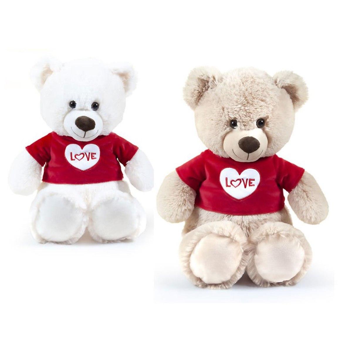 Peluche Orso L60 cm 2 col.ass.c/tshirt Rossa Scritta