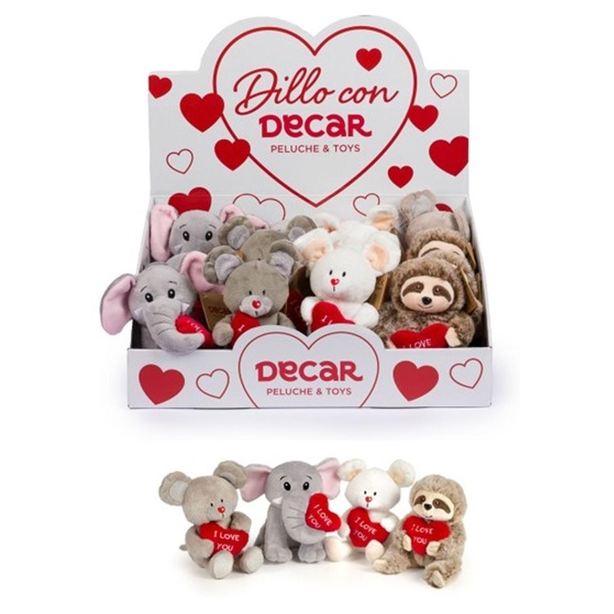 Peluche Bradipo Topo Elefante H15 CM c/cuore