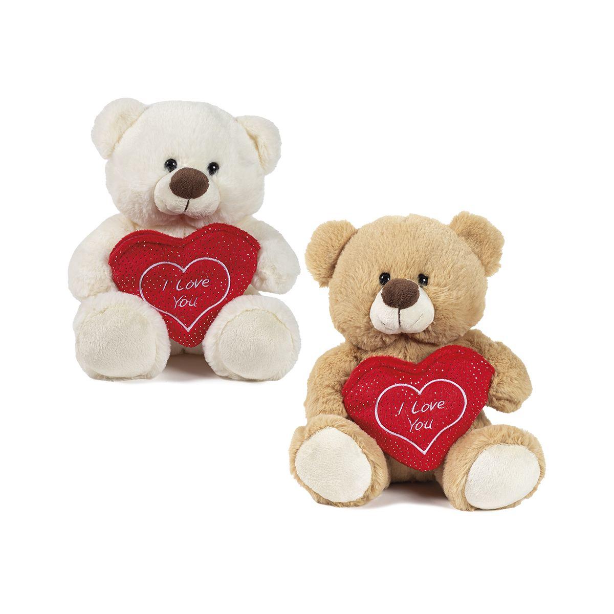 Peluche Orso 2 col.h23 cm c/Tasca cuore