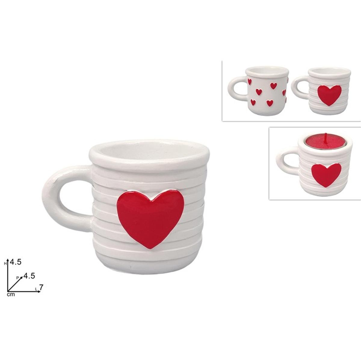 Tazzina Porta Tealight C/Cuoricini 2 Ass