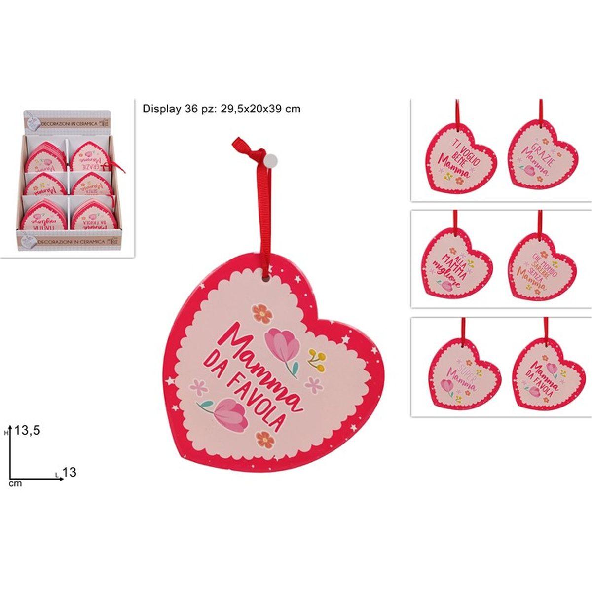 Appendino Cuore Ceramica Festa della Mamma 13cm