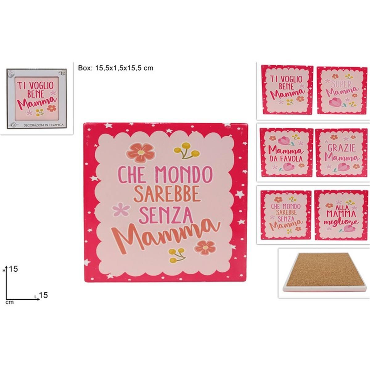 Sottopentola Base Sughero Quadrato 15cm Festa Della Mamma
