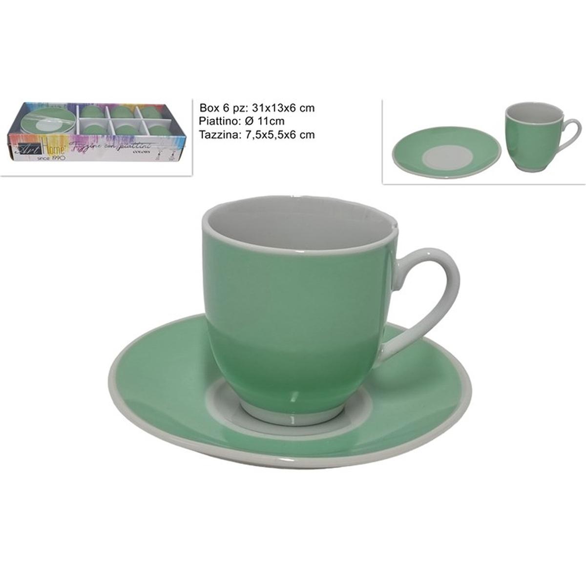 Tazzine C/Piattini 6pz Verde Chiaro