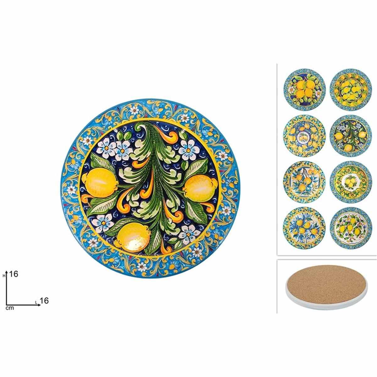 Sottopentola Ceramica con Sughero Tondo Limoni 16cm
