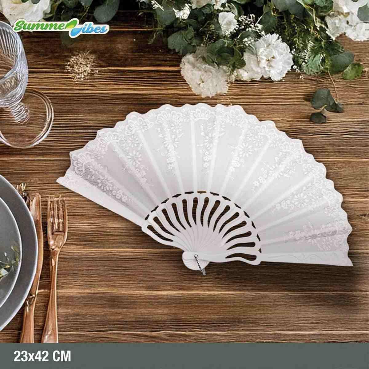 Ventaglio Wedding Bianco C/Merletto 23*42