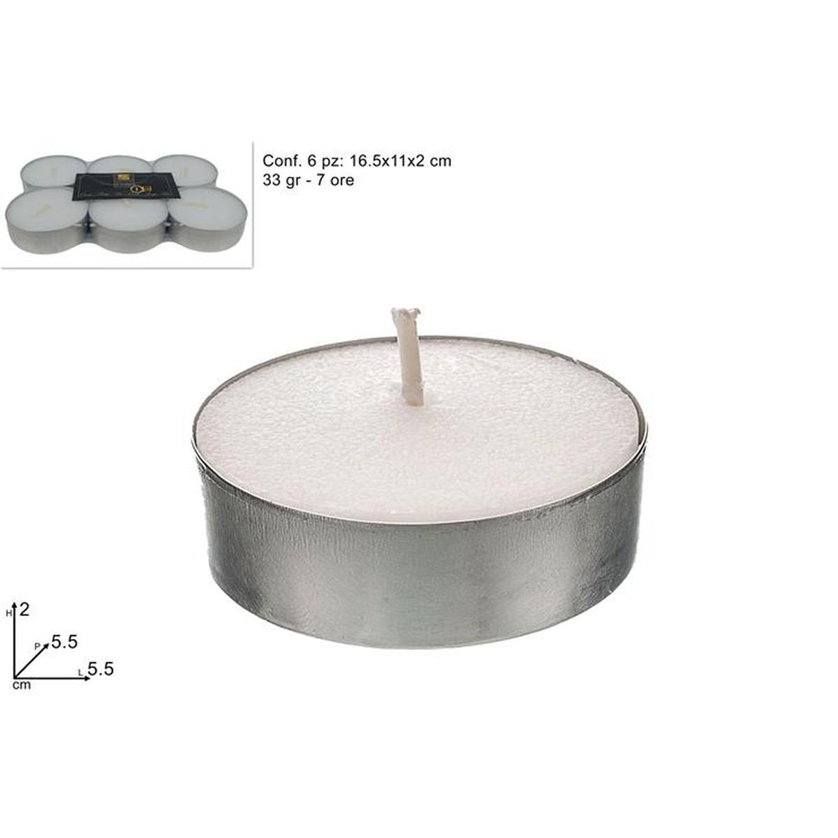 Candele Tealight 6pz 33Gr 6 Ore