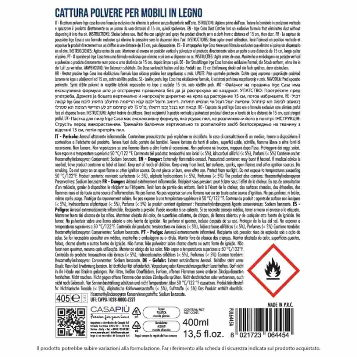 Spray Catturapolvere Mobili Legno C'Era D'Api 400ml
