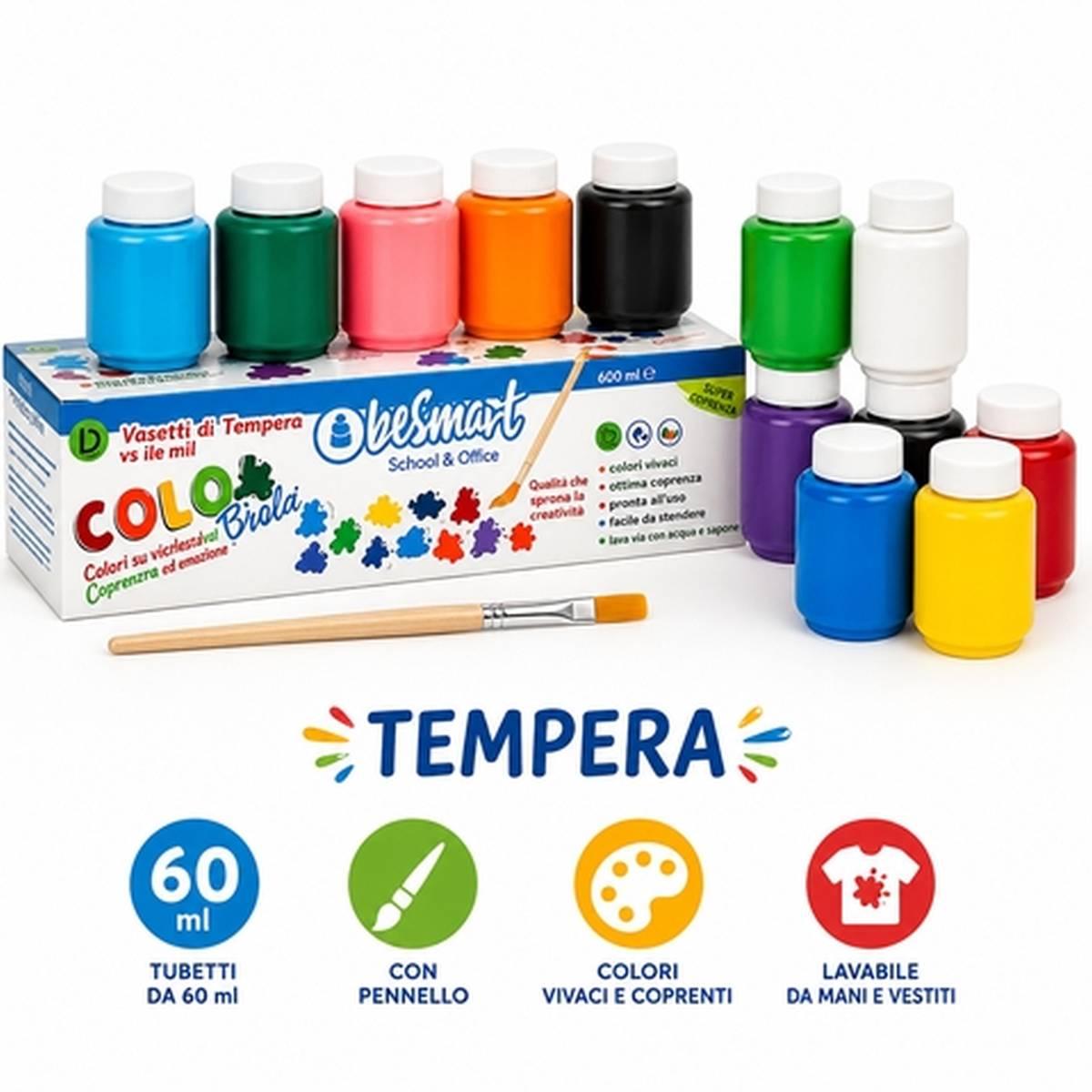 Box 12 vasetti tempera 60 ml col.ass.