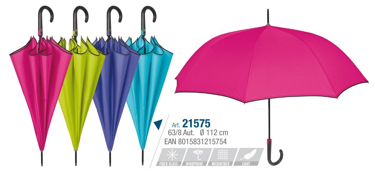 Ombrello Donna Autom. 63/8 Light Unito+Bordino Technology